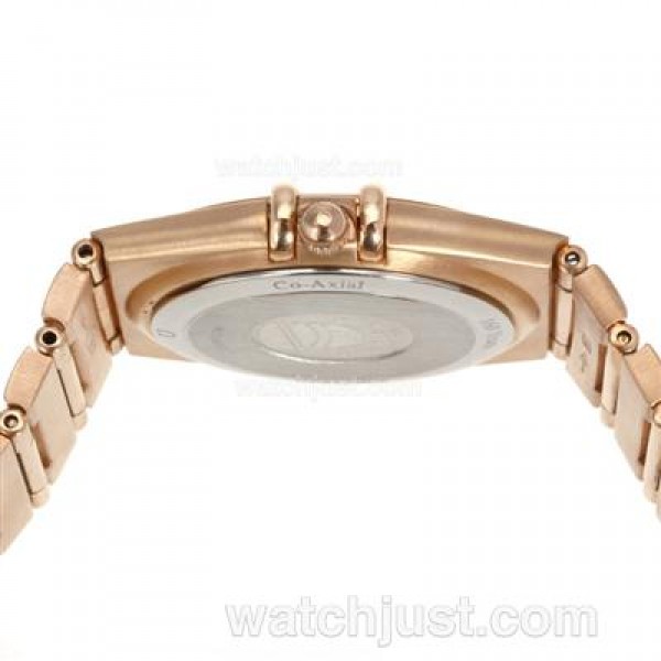 Omega Constellation Swiss ETA Movement Full Rose Gold Diamond Bezel and Markers with White Dial