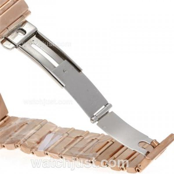 Omega Constellation Swiss ETA Movement Full Rose Gold Diamond Bezel and Markers with White Dial
