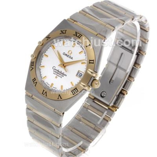 Omega Constellation Swiss ETA Movement Two Tone Stick Markers with White Dial