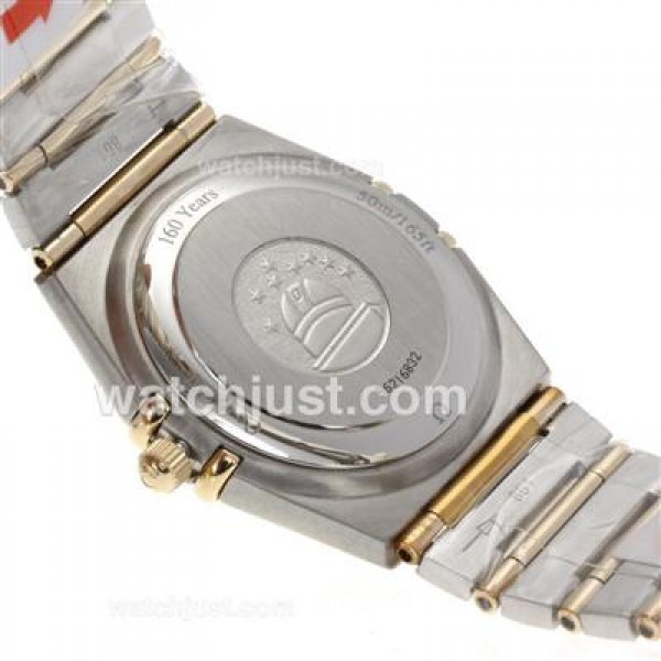 Omega Constellation Swiss ETA Movement Two Tone Diamond Bezel and Markers with Black Dial