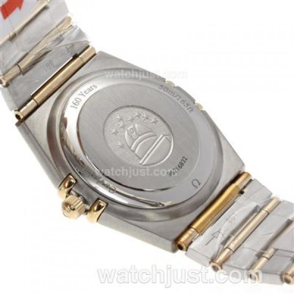 Omega Constellation Swiss ETA Movement Two Tone Diamond Bezel and Markers with White Dial