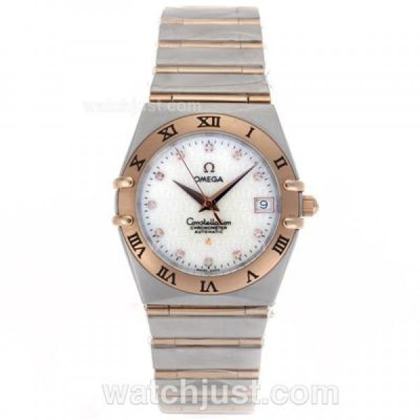 Omega Constellation Swiss ETA Movement Two Tone Diamond Markers with White Dial