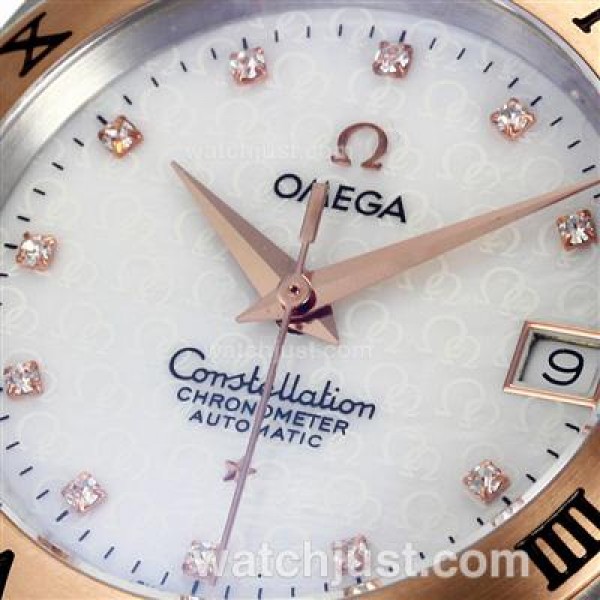 Omega Constellation Swiss ETA Movement Two Tone Diamond Markers with White Dial