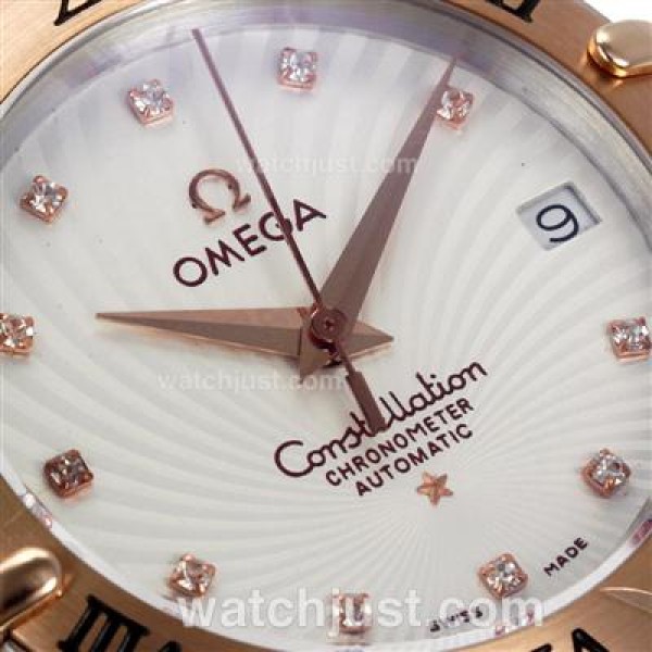 Omega Constellation Swiss ETA Movement Two Tone Diamond Markers with White Dial