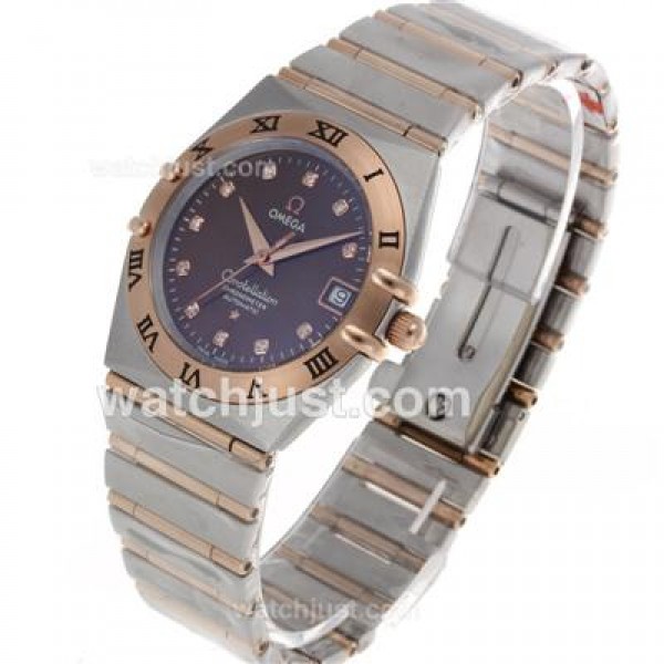 Omega Constellation Swiss ETA Movement Two Tone Diamond Markers with Brown Dial