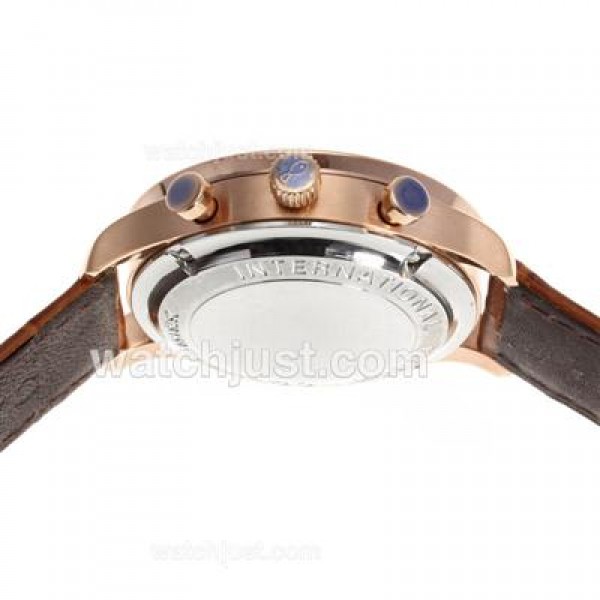 IWC Regulateur Working Chronograph Rose Gold Case and Number Markers with White Dial-Leather Strap