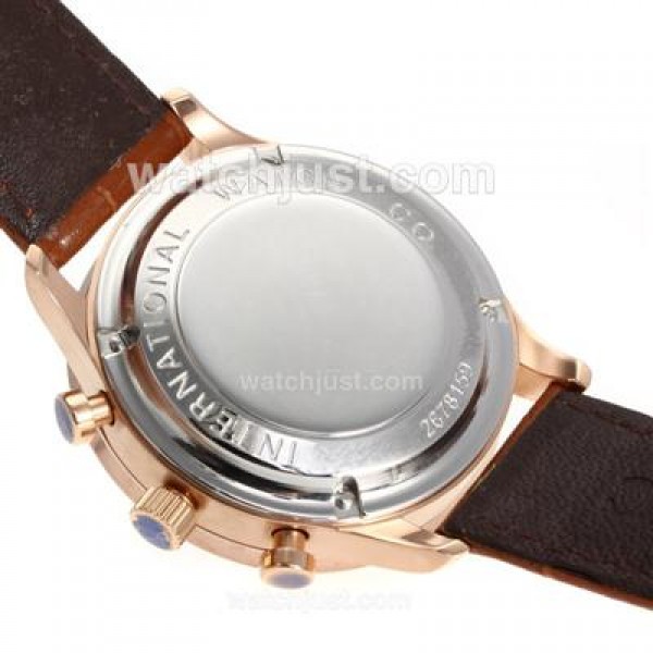 IWC Regulateur Working Chronograph Rose Gold Case and Number Markers with White Dial-Leather Strap