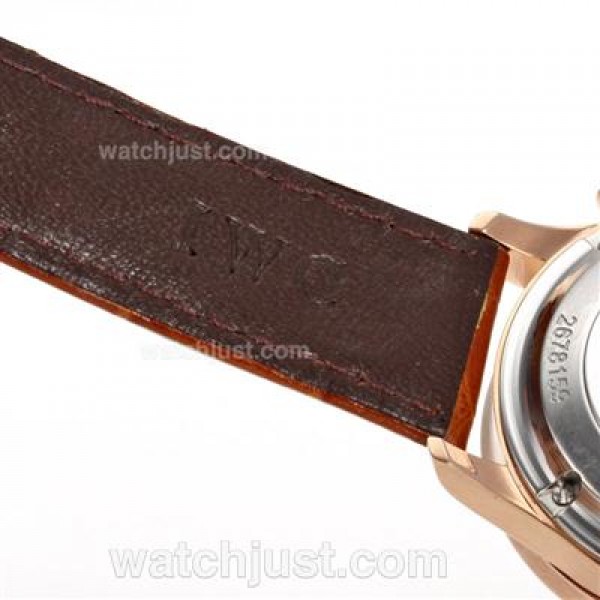 IWC Regulateur Working Chronograph Rose Gold Case and Number Markers with White Dial-Leather Strap