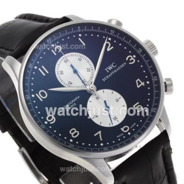 IWC Portuguese Working Chronograph Number Markers with Black Dial-Leather Strap