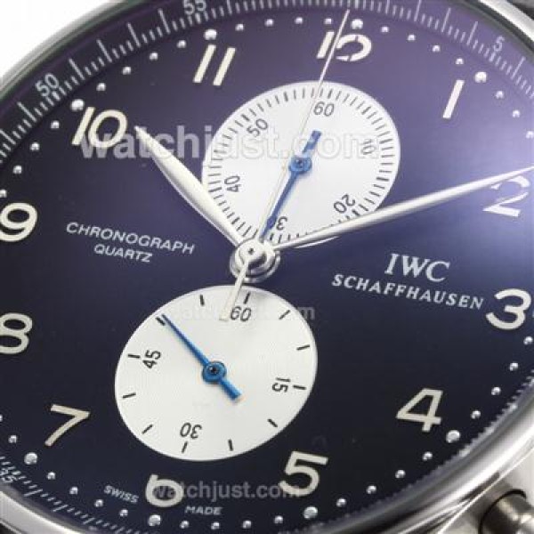 IWC Portuguese Working Chronograph Number Markers with Black Dial-Leather Strap