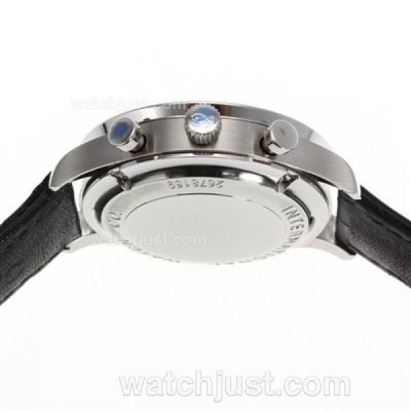 IWC Portuguese Working Chronograph Number Markers with Black Dial-Leather Strap