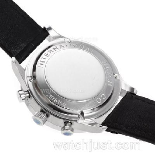 IWC Portuguese Working Chronograph Number Markers with Black Dial-Leather Strap