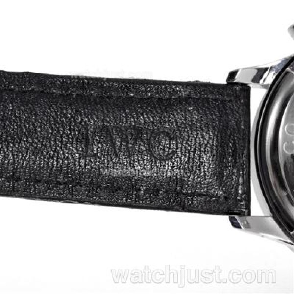 IWC Portuguese Working Chronograph Number Markers with Black Dial-Leather Strap