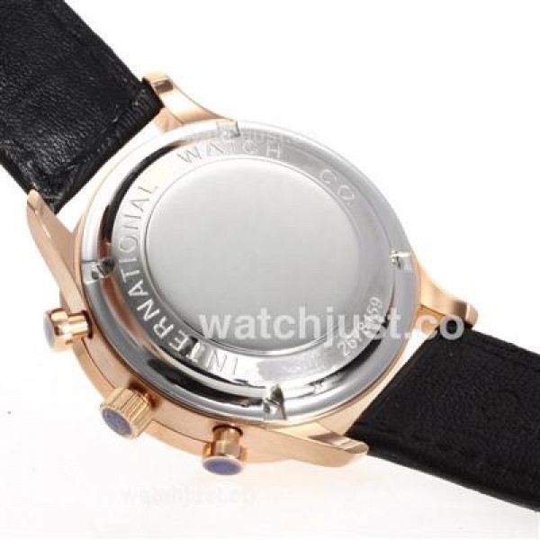 IWC Regulateur Working Chronograph Rose Gold Case and Number Markers with Black Dial-Leather Strap