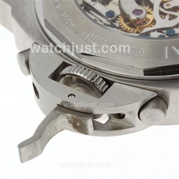Panerai Luminor Chronograph Lemania Movement with Black Dial-Leather Strap