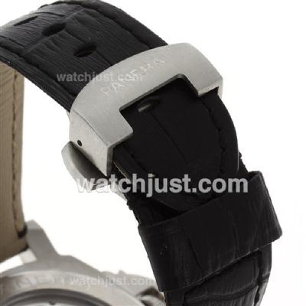 Panerai Luminor Chronograph Lemania Movement with Black Dial-Leather Strap