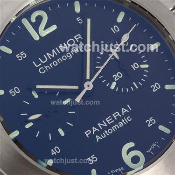 Panerai Luminor Chronograph Lemania Movement with Black Dial-Leather Strap