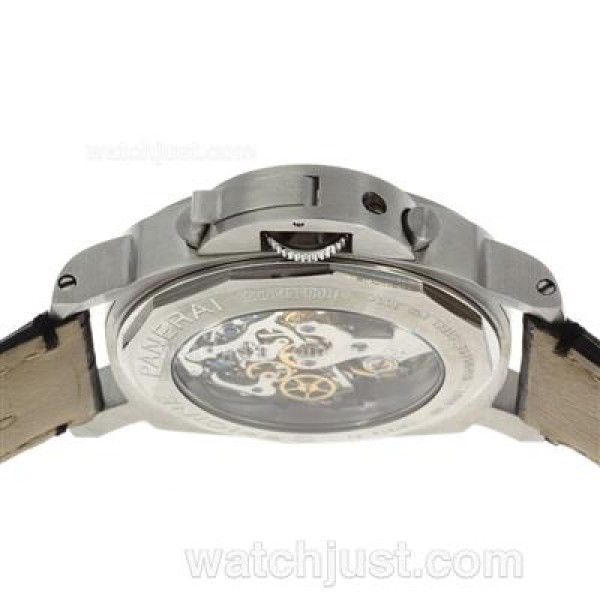 Panerai Luminor Chronograph Lemania Movement with Black Dial-Leather Strap