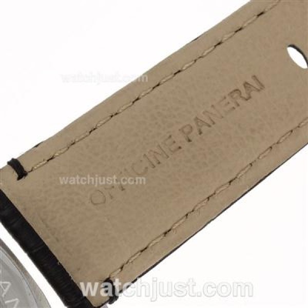 Panerai Luminor Chronograph Lemania Movement with Black Dial-Leather Strap