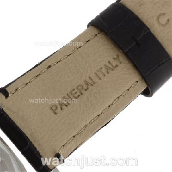 Panerai Luminor Chronograph Lemania Movement with Black Dial-Leather Strap