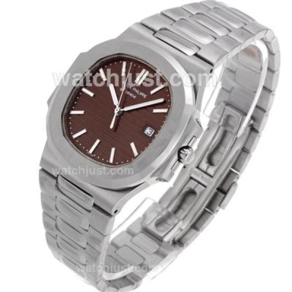 Patek Philippe Nautilus Swiss ETA 2836 Movement Stick Markers with Brown Dial S/S