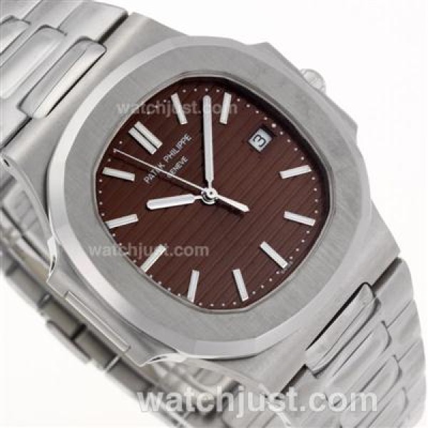 Patek Philippe Nautilus Swiss ETA 2836 Movement Stick Markers with Brown Dial S/S