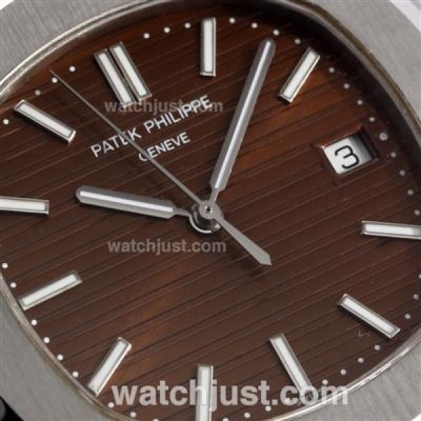 Patek Philippe Nautilus Swiss ETA 2836 Movement Stick Markers with Brown Dial S/S