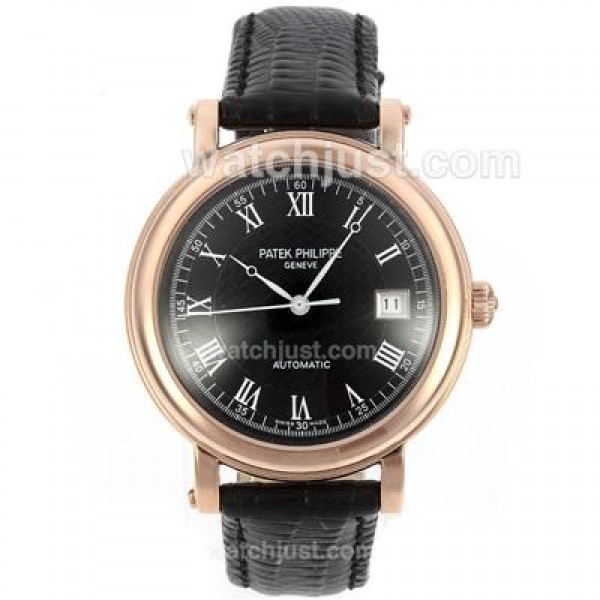 Patek Philippe Classic Automatic Rose Gold Case with Black Dial-Roman Markers