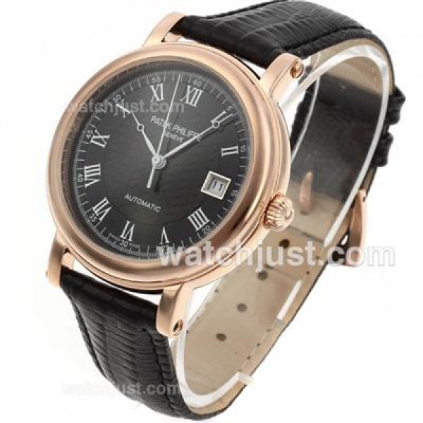 Patek Philippe Classic Automatic Rose Gold Case with Black Dial-Roman Markers