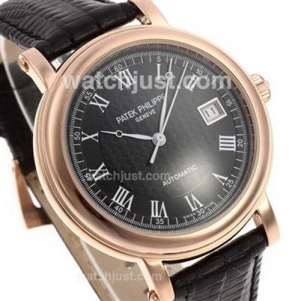 Patek Philippe Classic Automatic Rose Gold Case with Black Dial-Roman Markers