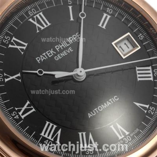 Patek Philippe Classic Automatic Rose Gold Case with Black Dial-Roman Markers