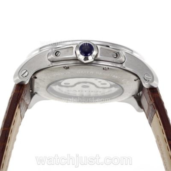 Cartier Calibre de Cartier Automatic with White Dial-Leather Strap