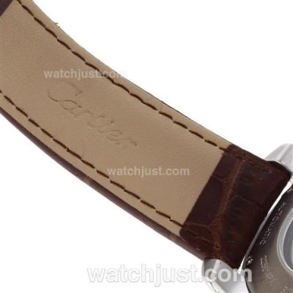 Cartier Calibre de Cartier Automatic with White Dial-Leather Strap