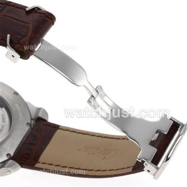 Cartier Calibre de Cartier Automatic with White Dial-Leather Strap