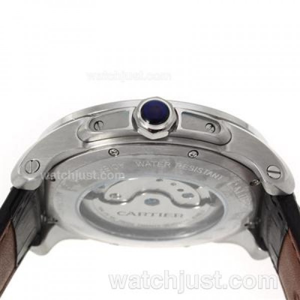 Cartier Calibre de Cartier Automatic with Black Dial-Leather Strap