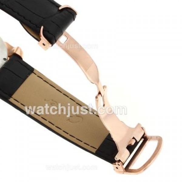Cartier Calibre de Cartier Automatic Rose Gold Case with Black Dial-Leather Strap