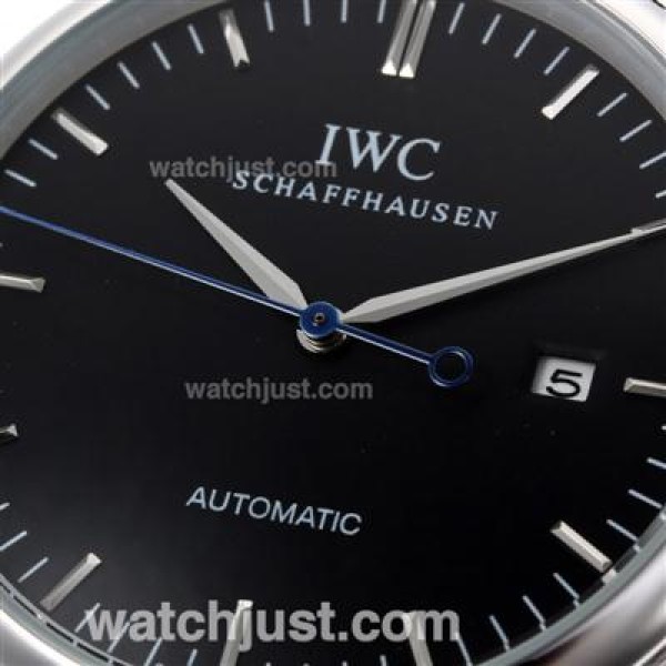 IWC Classic Automatic Stick Markers with Black Dial-Leather Strap