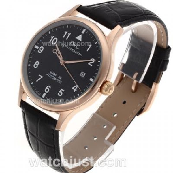 IWC Pilot Mark XV Automatic Number Markers with Black Dial-Leather Strap