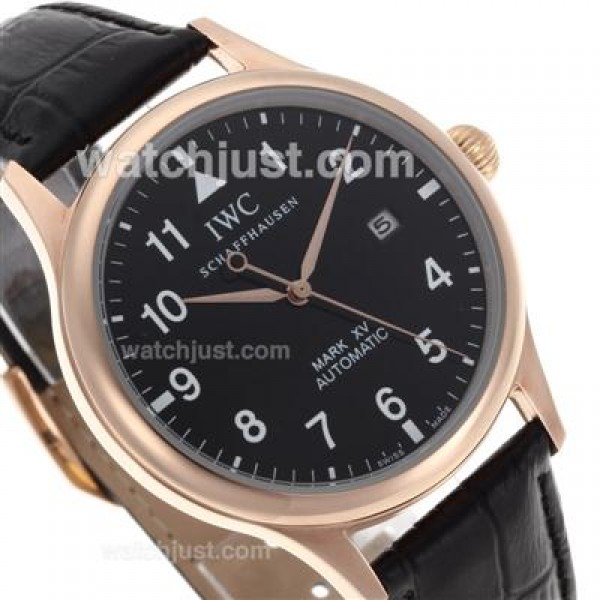 IWC Pilot Mark XV Automatic Number Markers with Black Dial-Leather Strap