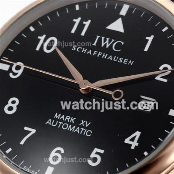 IWC Pilot Mark XV Automatic Number Markers with Black Dial-Leather Strap