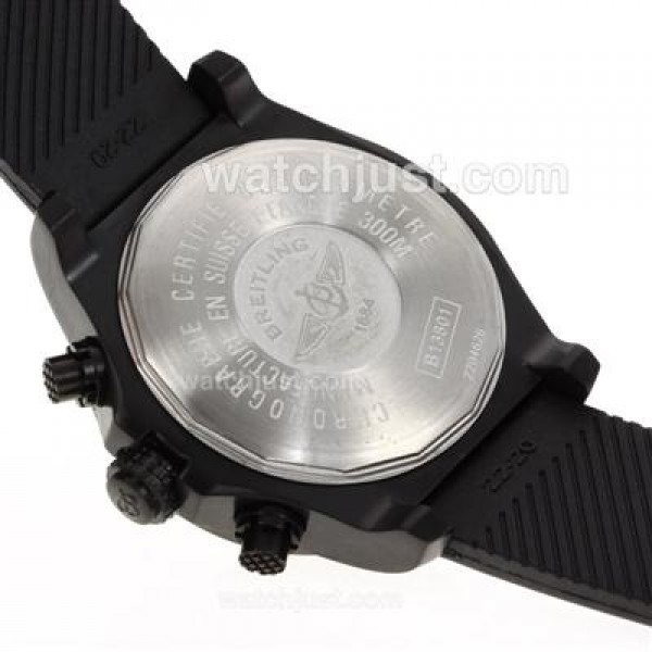 Breitling Super Avenger Working Chronograph PVD Case with White Dial-Rubber Strap