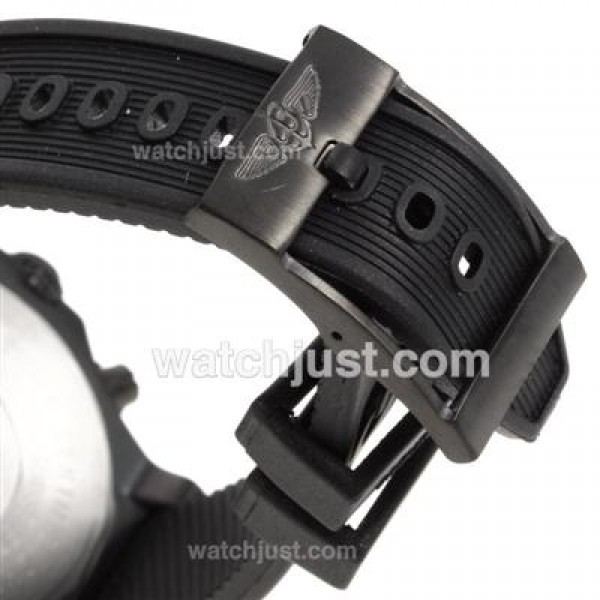 Breitling Super Avenger Working Chronograph PVD Case with White Dial-Rubber Strap