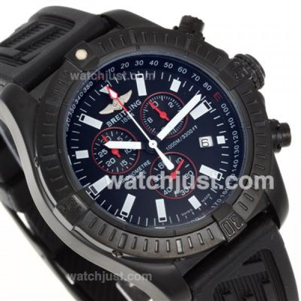 Breitling Colt Working Chronograph PVD Case with Black Dial-Rubber Strap