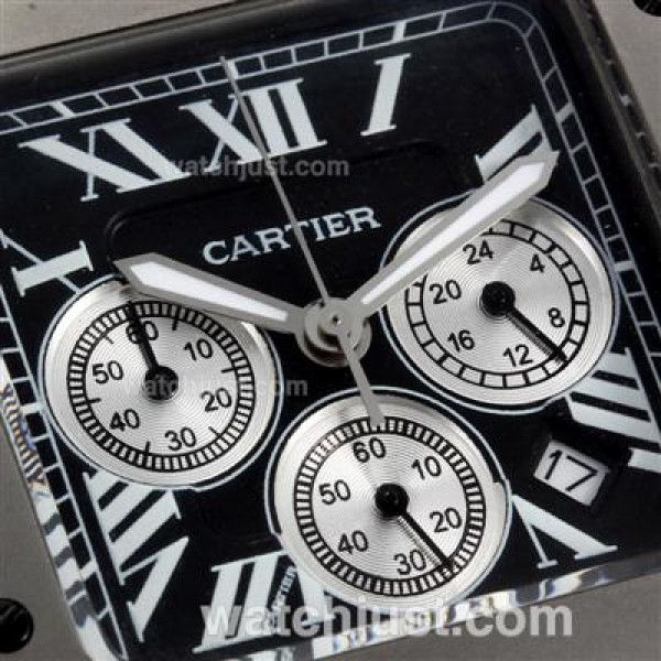 Cartier Santos 100 Working Chronograph with Black Dial-Nylon Strap