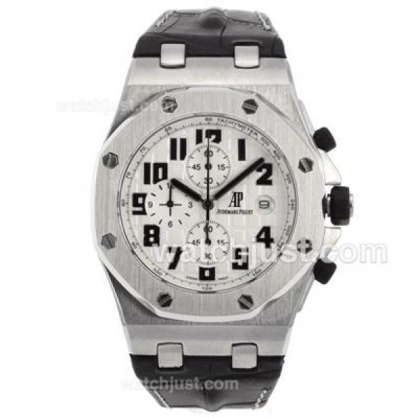 Audemars Piguet Royal Oak Offshore Working Chronograph with White Dial-Leather Strap