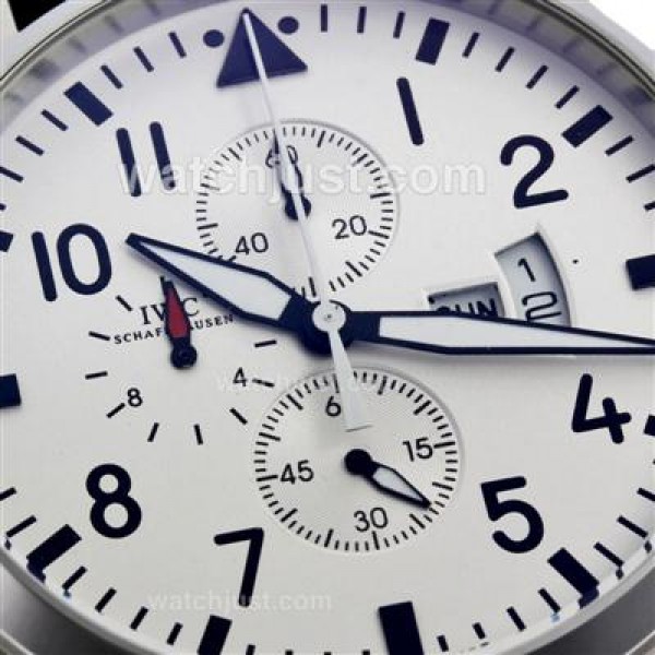 IWC Pilot Working Chronograph with White Dial-Leather Strap