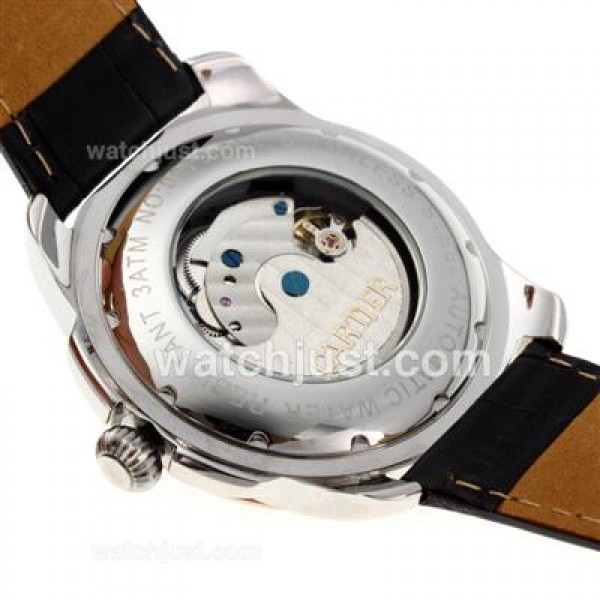 Cartier Calibre de Cartier Automatic Two Tone Case with Black Dial-Leather Strap