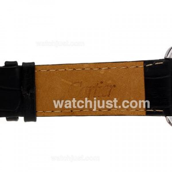 Cartier Calibre de Cartier Automatic Two Tone Case with Black Dial-Leather Strap