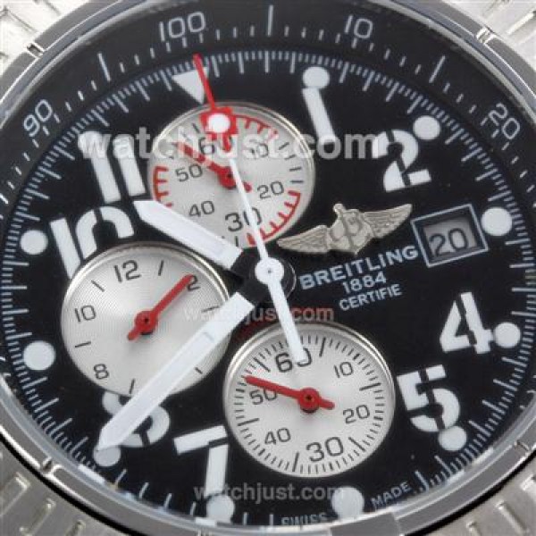 Breitling Super Avenger Working Chronograph with Black Dial S/S-Red Needles