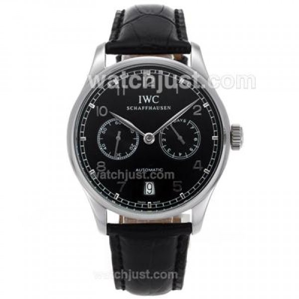 IWC Portuguese Working Power Reserve Automatic with Black Dial-Leather Strap